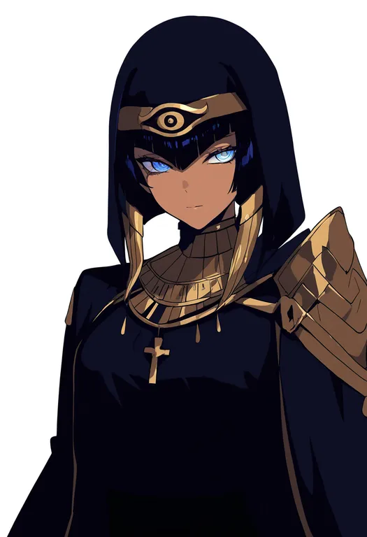 masterpiece, best quality, newest, absurdres, highres, safe, eye_of_horus, 1girl, solo, simple_background — by k3scat, made with ComfyUI