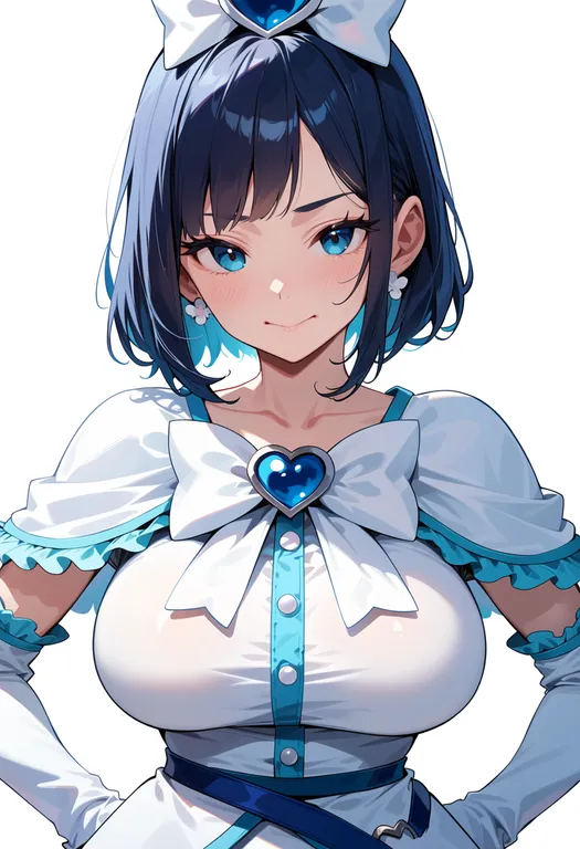masterpiece, best quality, score_7, safe, cure white, solo, upper body, simple background — by k3scat, made with ComfyUI