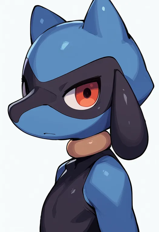 masterpiece, best quality, score_7, safe, riolu, solo, upper body, simple background — by k3scat, made with ComfyUI