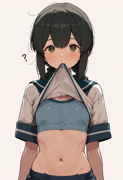 masterpiece, best quality, score_7, safe, isonami (kancolle), solo, upper body, simple background — by k3scat, made with ComfyUI