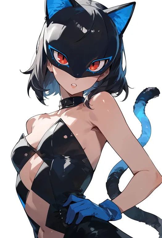 masterpiece, best quality, score_7, safe, morgana (persona 5), persona 5, solo, upper body, simple background — by k3scat, made with ComfyUI