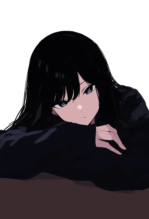 masterpiece, best quality, newest, absurdres, highres, safe, arm_on_table, 1girl, solo, simple_background — by k3scat, made with ComfyUI