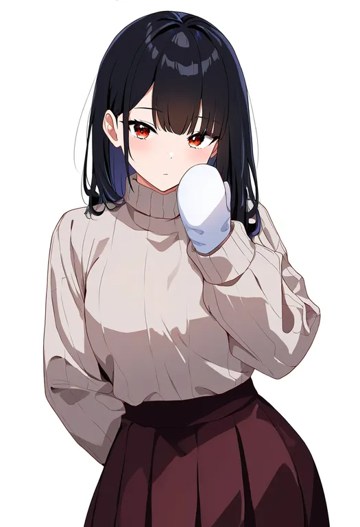 masterpiece, best quality, newest, absurdres, highres, safe, white_mittens, 1girl, solo, simple_background — by k3scat, made with ComfyUI