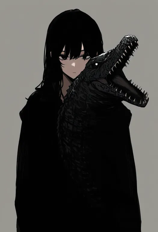 masterpiece, best quality, newest, absurdres, highres, safe, crocodilian, 1girl, solo, simple_background — by k3scat, made with ComfyUI