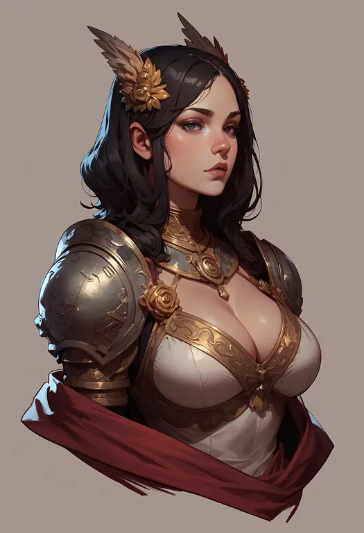 masterpiece, best quality, score_7, safe, artemis (mythology), mythology, solo, upper body, simple background — by k3scat, made with ComfyUI