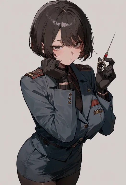 masterpiece, best quality, score_7, safe, holding needle, 1girl, solo, simple background — by k3scat, made with ComfyUI