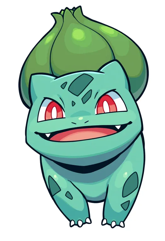 masterpiece, best quality, score_7, safe, bulbasaur, solo, upper body, simple background — by k3scat, made with ComfyUI
