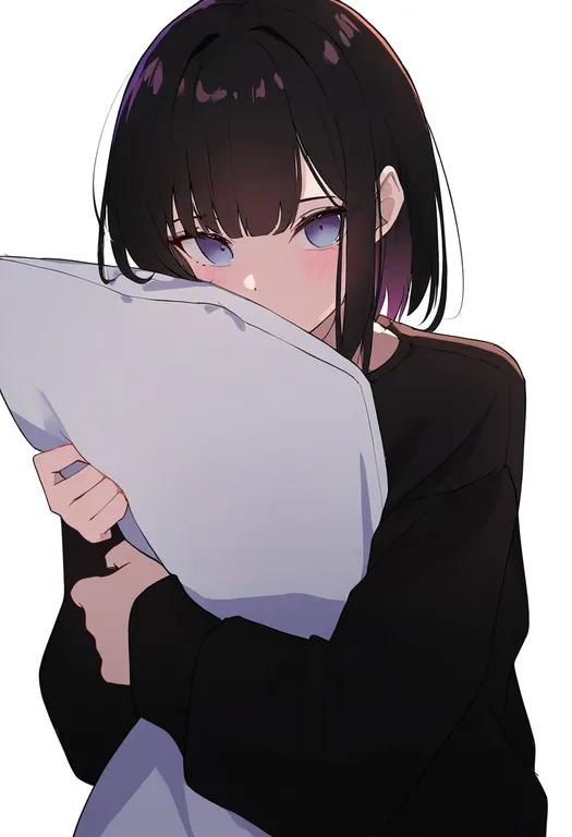 masterpiece, best quality, newest, absurdres, highres, safe, pillow_grab, 1girl, solo, simple_background — by k3scat, made with ComfyUI