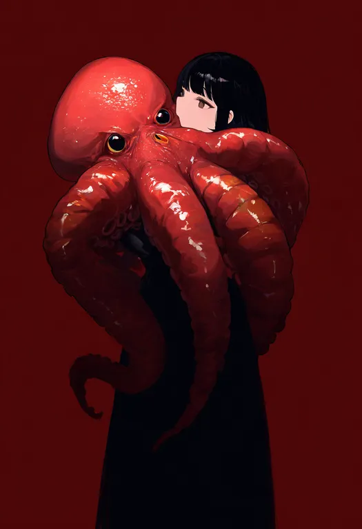 masterpiece, best quality, newest, absurdres, highres, safe, octopus, 1girl, solo, simple_background — by k3scat, made with ComfyUI