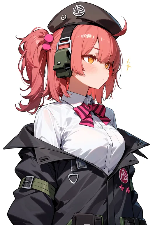 masterpiece, best quality, score_7, safe, mp7 (girls' frontline), girls' frontline, solo, upper body, simple background — by k3scat, made with ComfyUI