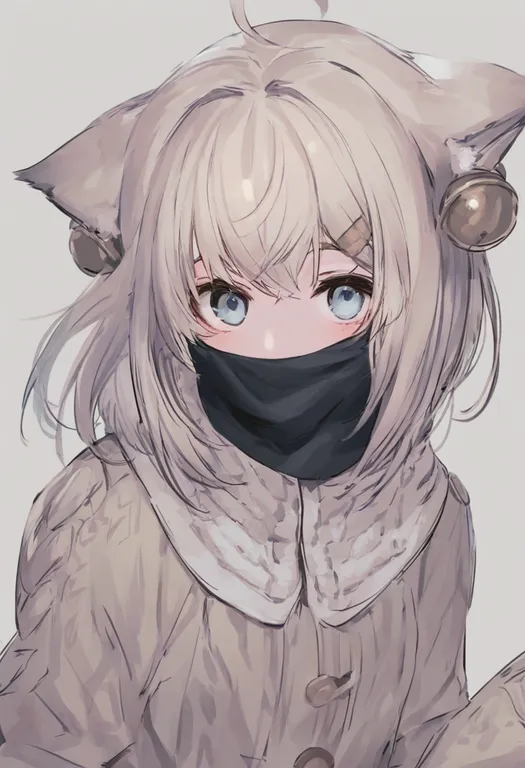 masterpiece, best quality, general, covered mouth, 1girl, solo, simple background — by k3scat, made with ComfyUI