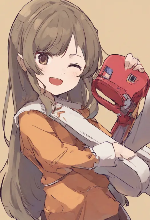 masterpiece, best quality, general, orange shirt, 1girl, solo, simple background — by k3scat, made with ComfyUI
