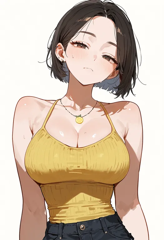 masterpiece, best quality, score_7, safe, lemon slice, 1girl, solo, upper body, simple background — by k3scat, made with ComfyUI