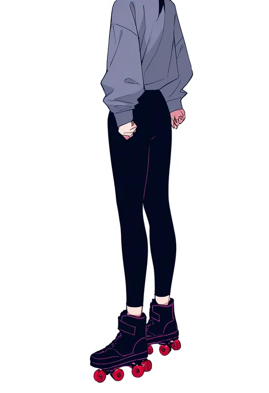 masterpiece, best quality, newest, absurdres, highres, safe, roller_skates, 1girl, solo, simple_background — by k3scat, made with ComfyUI