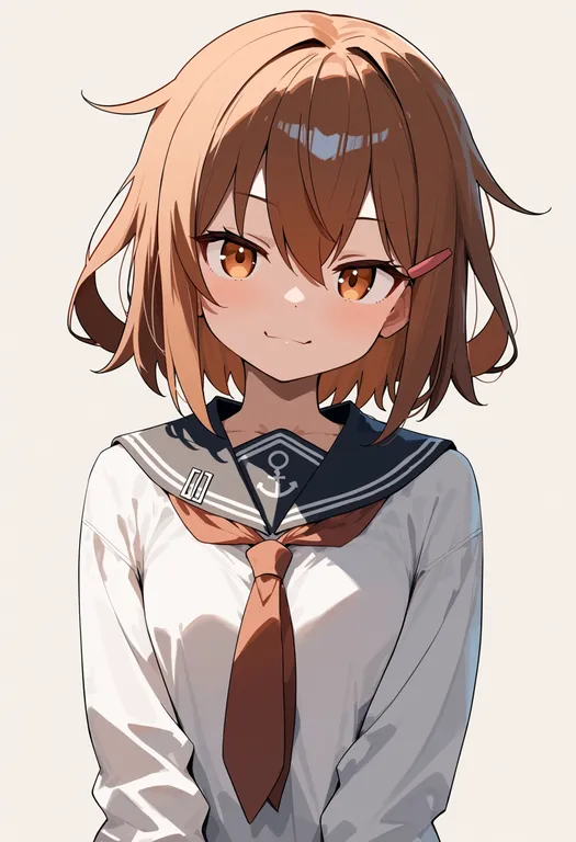 masterpiece, best quality, score_7, safe, ikazuchi (kancolle), kantai collection, solo, upper body, simple background — by k3scat, made with ComfyUI