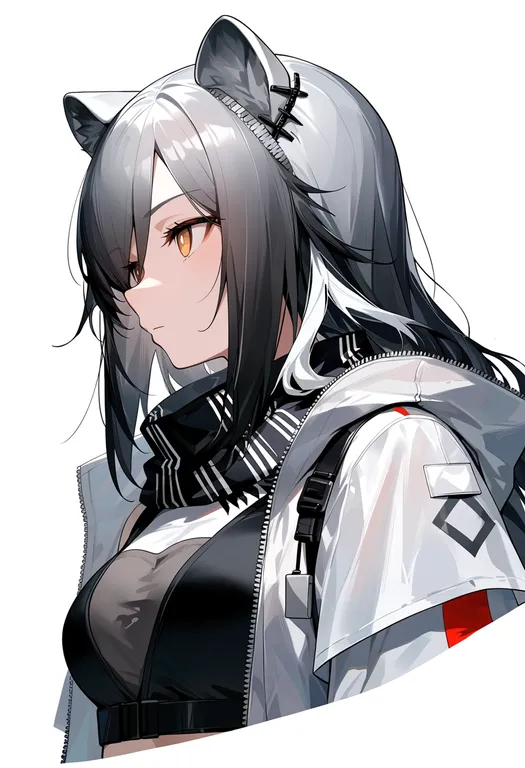 masterpiece, best quality, score_7, safe, schwarz (arknights), arknights, solo, upper body, simple background — by k3scat, made with ComfyUI
