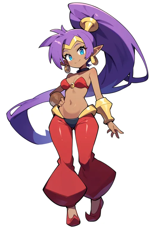 masterpiece, best quality, score_7, safe, shantae (series), solo, simple background — by k3scat, made with ComfyUI