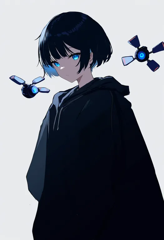 masterpiece, best quality, newest, absurdres, highres, safe, drone, 1girl, solo, simple_background — by k3scat, made with ComfyUI