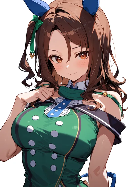 masterpiece, best quality, score_7, safe, king halo (umamusume), umamusume, solo, upper body, simple background — by k3scat, made with ComfyUI