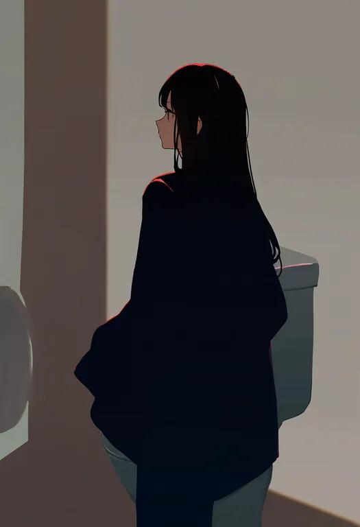 masterpiece, best quality, newest, absurdres, highres, safe, toilet, 1girl, solo, simple_background — by k3scat, made with ComfyUI