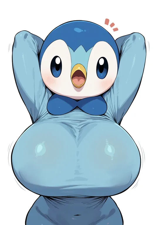 masterpiece, best quality, score_7, safe, piplup, solo, upper body, simple background — by k3scat, made with ComfyUI