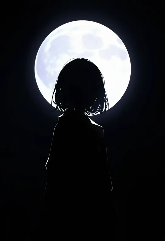 masterpiece, best quality, newest, absurdres, highres, safe, full_moon, 1girl, solo, simple_background — by k3scat, made with ComfyUI