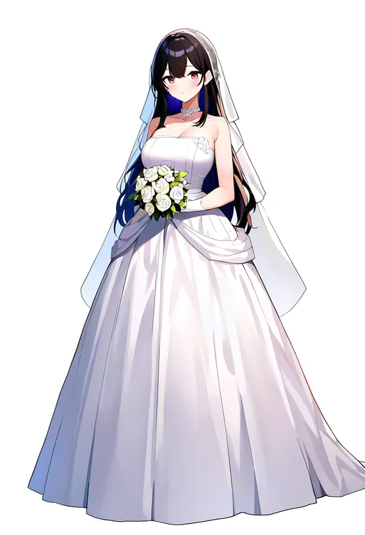masterpiece, best quality, newest, absurdres, highres, safe, wedding_dress, 1girl, solo, simple_background — by k3scat, made with ComfyUI