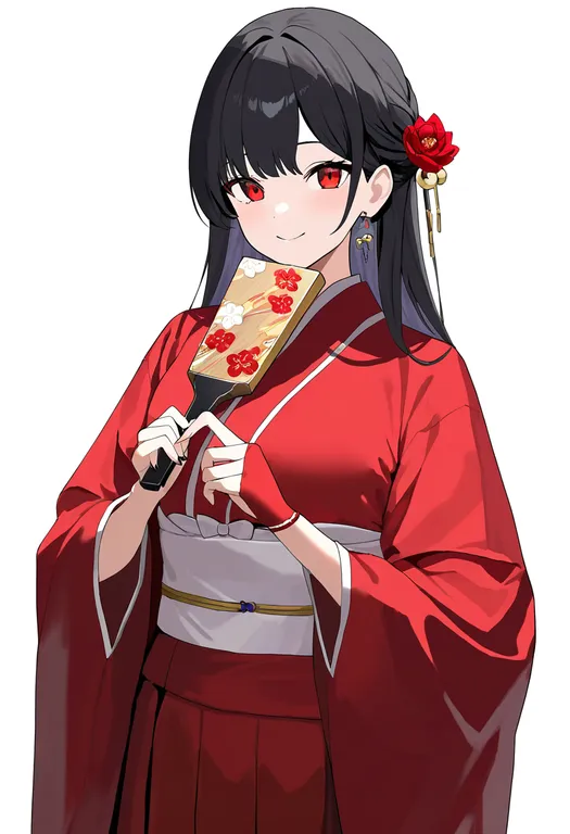 masterpiece, best quality, newest, absurdres, highres, safe, hagoita, 1girl, solo, simple_background — by k3scat, made with ComfyUI