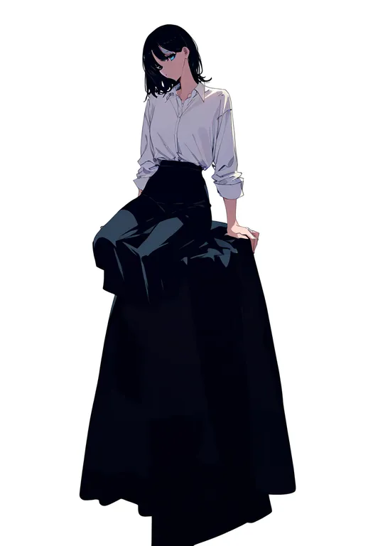 masterpiece, best quality, newest, absurdres, highres, safe, sitting_on_object, 1girl, solo, simple_background — by k3scat, made with ComfyUI