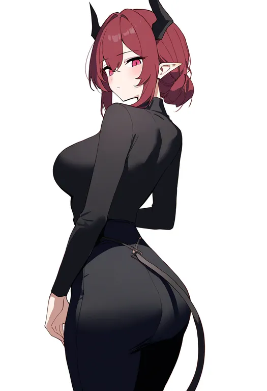 masterpiece, best quality, newest, absurdres, highres, safe, tail_through_clothes, 1girl, solo, simple_background — by k3scat, made with ComfyUI