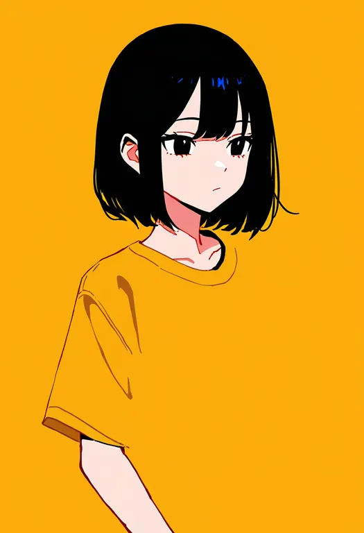 masterpiece, best quality, newest, absurdres, highres, safe, yellow_shirt, 1girl, solo, simple_background — by k3scat, made with ComfyUI