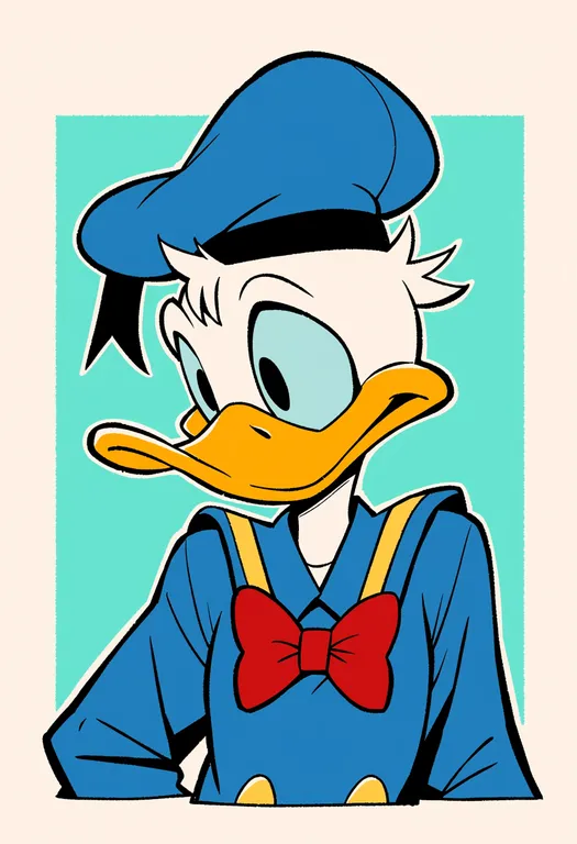 masterpiece, best quality, score_7, safe, donald duck, solo, upper body, simple background — by k3scat, made with ComfyUI