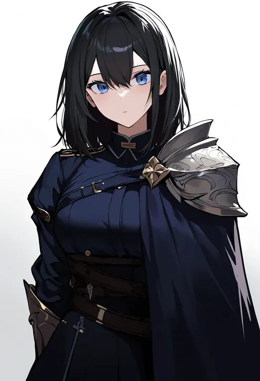 masterpiece, best quality, newest, absurdres, highres, safe, single_pauldron, 1girl, solo, simple_background — by k3scat, made with ComfyUI