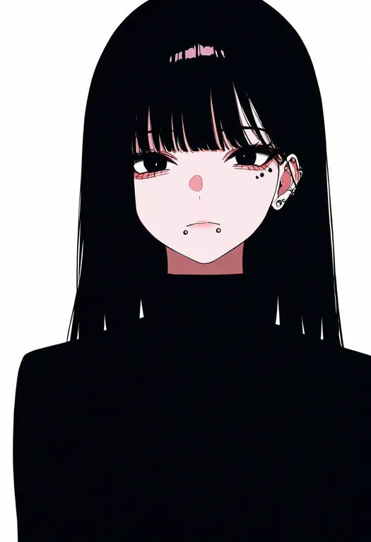 masterpiece, best quality, newest, absurdres, highres, safe, mouth_piercing, 1girl, solo, simple_background — by k3scat, made with ComfyUI