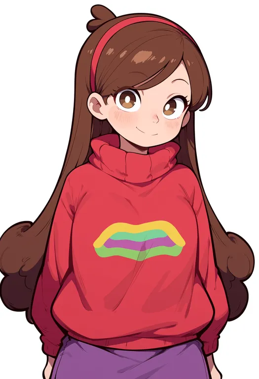 masterpiece, best quality, score_7, safe, mabel pines, solo, upper body, simple background — by k3scat, made with ComfyUI