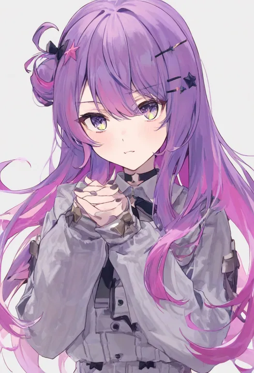 masterpiece, best quality, general, star in eye, 1girl, solo, simple background — by k3scat, made with ComfyUI
