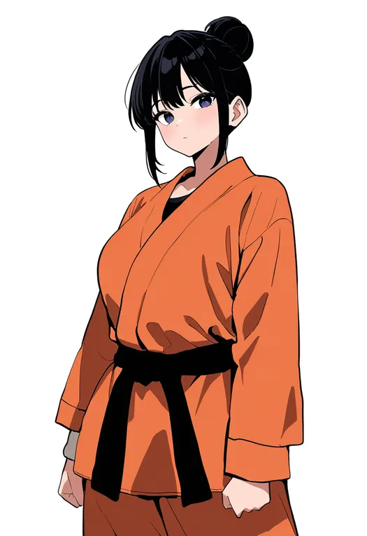 masterpiece, best quality, newest, absurdres, highres, safe, dougi, 1girl, solo, simple_background — by k3scat, made with ComfyUI