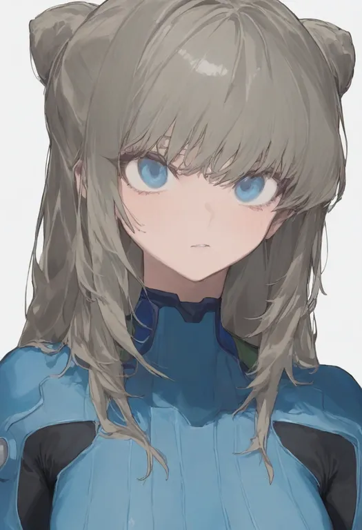masterpiece, best quality, general, blue bodysuit, 1girl, solo, simple background — by k3scat, made with ComfyUI