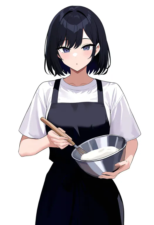 masterpiece, best quality, newest, absurdres, highres, safe, mixing_bowl, 1girl, solo, simple_background — by k3scat, made with ComfyUI