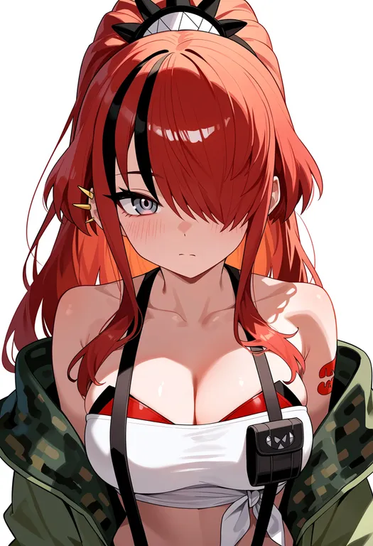 masterpiece, best quality, score_7, safe, lain paterson (1st costume), solo, upper body, simple background — by k3scat, made with ComfyUI
