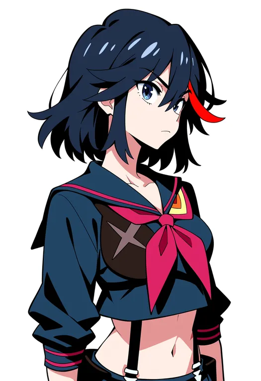 masterpiece, best quality, score_7, safe, matoi ryuuko, kill la kill, solo, upper body, simple background — by k3scat, made with ComfyUI