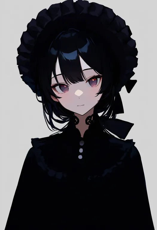masterpiece, best quality, newest, absurdres, highres, safe, black_bonnet, 1girl, solo, simple_background — by k3scat, made with ComfyUI
