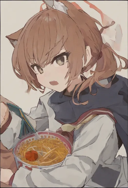 masterpiece, best quality, general, cup ramen, 1girl, solo, simple background — by k3scat, made with ComfyUI