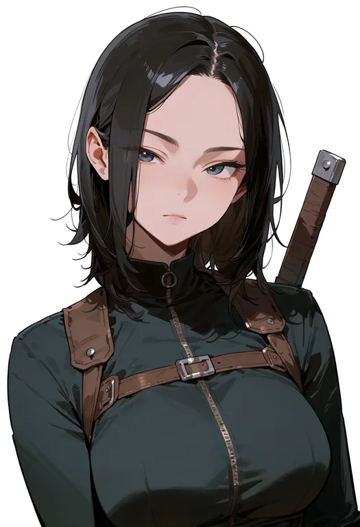 masterpiece, best quality, score_7, safe, cleaver, 1girl, solo, upper body, simple background — by k3scat, made with ComfyUI