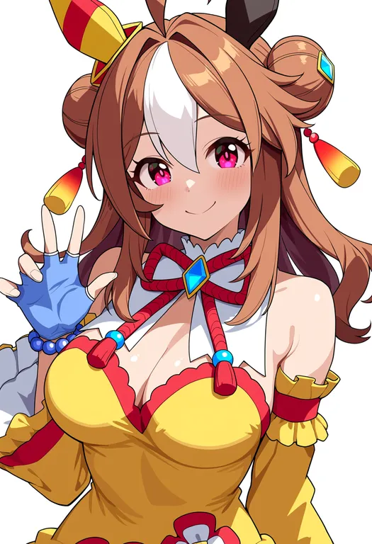 masterpiece, best quality, score_7, safe, copano rickey (umamusume), umamusume, solo, upper body, simple background — by k3scat, made with ComfyUI