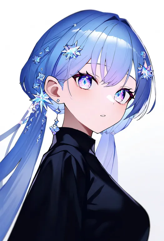 masterpiece, best quality, newest, absurdres, highres, safe, diamond_hair_ornament, 1girl, solo, simple_background — by k3scat, made with ComfyUI