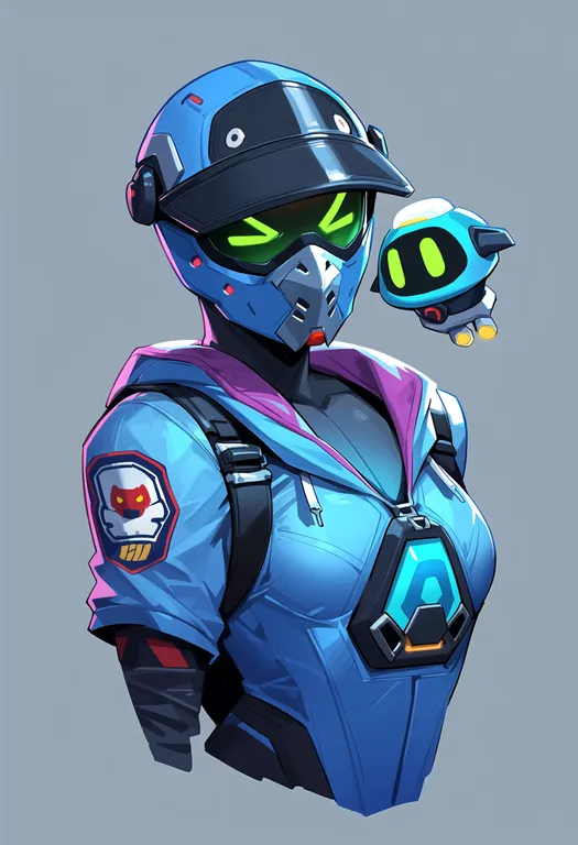 masterpiece, best quality, score_7, safe, snowball (overwatch), overwatch, solo, upper body, simple background — by k3scat, made with ComfyUI