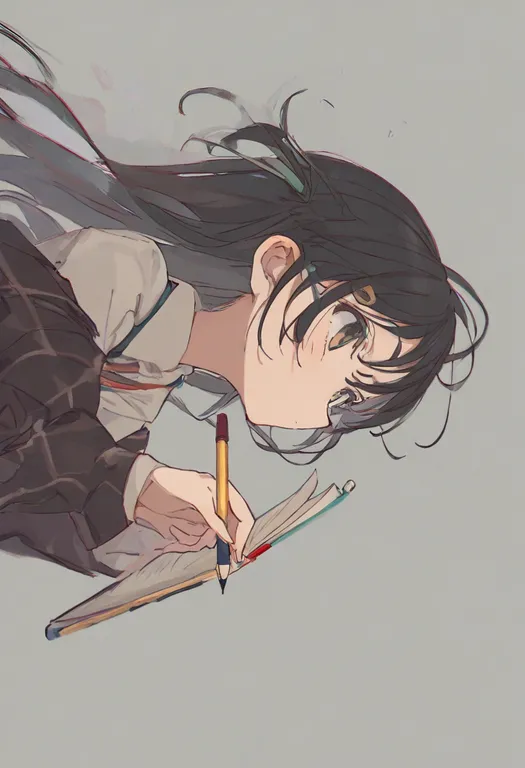 masterpiece, best quality, general, pencil, 1girl, solo, simple background — by k3scat, made with ComfyUI