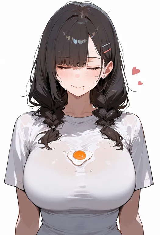 masterpiece, best quality, score_7, safe, broken egg, 1girl, solo, upper body, simple background — by k3scat, made with ComfyUI