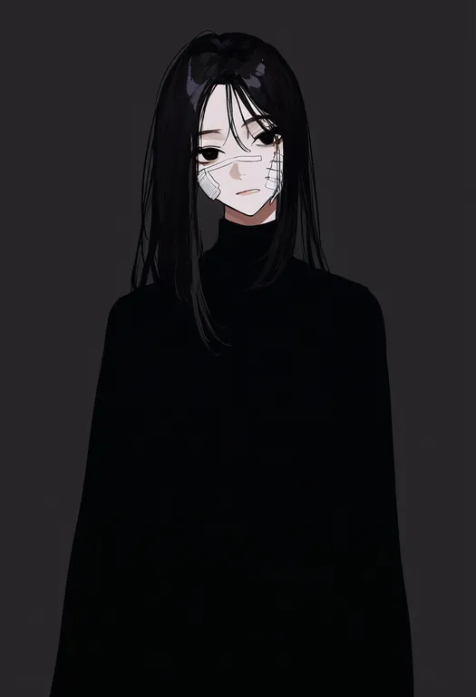 masterpiece, best quality, newest, absurdres, highres, safe, bandage_on_face, 1girl, solo, simple_background — by k3scat, made with ComfyUI